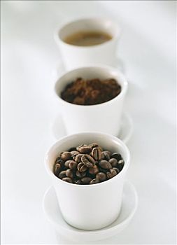 咖啡豆,咖啡粉,浓咖啡,碗