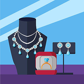 珠宝店,店,旗帜,商店,人体模型,项链,台案,饰品,橱窗,黄金,银,展示