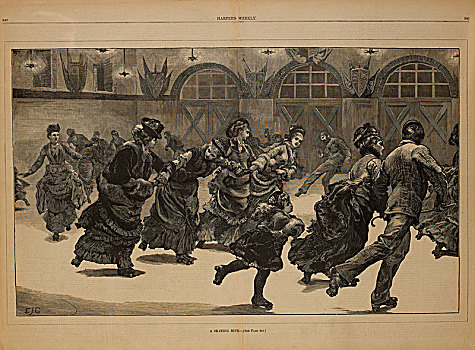滑冰场,四月,1875年,滑旱冰,人,历史