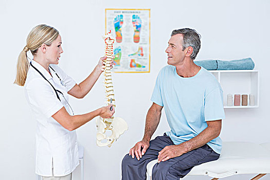 医生,展示,身体,脊椎,病人,诊所