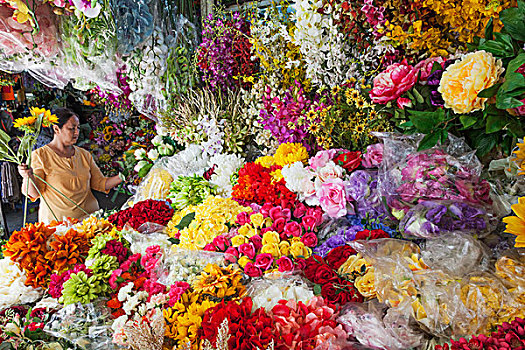 越南,胡志明市,展示,塑料制品,花