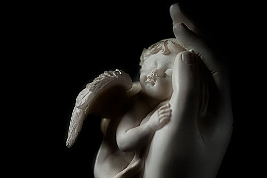 天使,小雕像,手