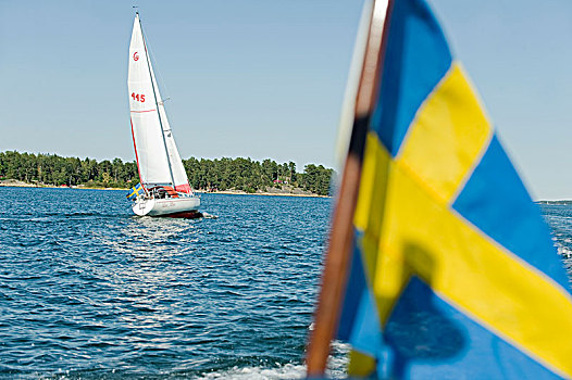 瑞典,旗帜,流动,风