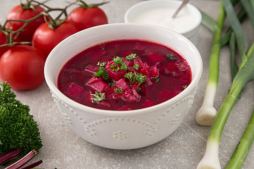 甜菜汤,甜菜羹,乌克兰,俄罗斯,传统,蔬菜,素食主义,红色,汤