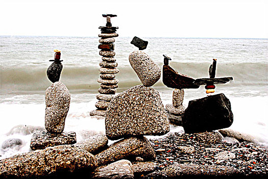 平衡,石头,公园,安大略湖,多伦多,安大略省,加拿大