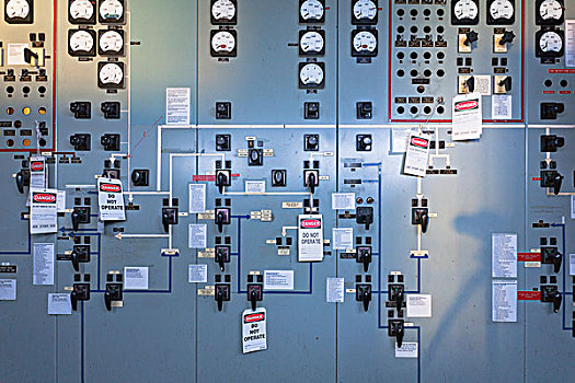控制板,老,电厂,艾伯塔省,加拿大