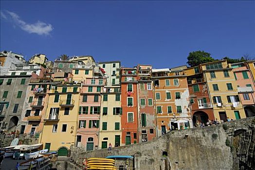 彩色,房子,里奥马焦雷,五渔村,利古里亚,意大利,欧洲