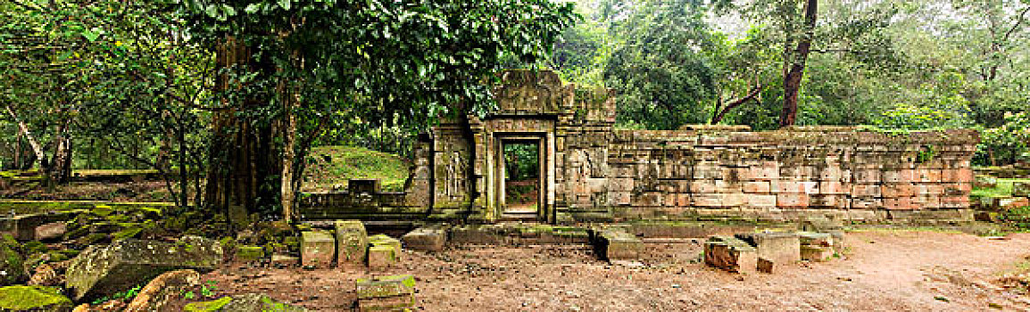 柬埔寨,吴哥窟,庙宇,老,墙壁,入口