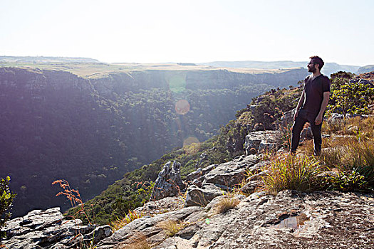 站立,男人,山顶,观景,南非