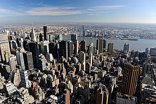 风景,建筑,东方,河,天际线,克莱斯勒,曼哈顿中城,纽约,美国,北美