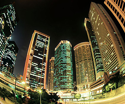 光亮,摩天大楼,夜晚,市中心,维多利亚,岛屿,香港,香港岛,中国,亚洲