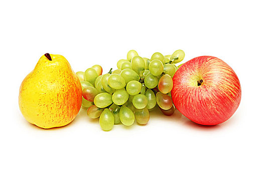 梨,苹果,葡萄,隔绝,白色背景