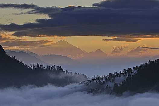 日出,风景,山,山丘,喜马拉雅山,尼泊尔