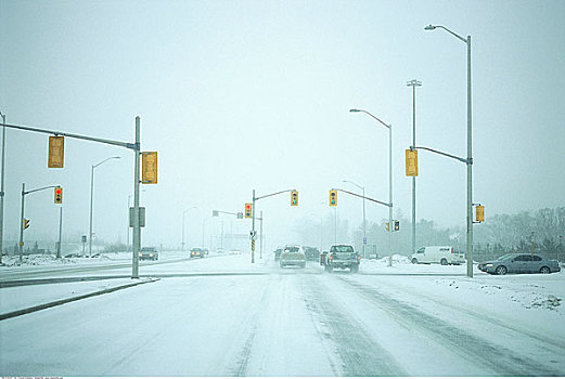 交通,雪中,风暴,渥太华,安大略省,加拿大