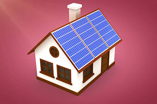 房子,太阳能,图像,太阳能电池板,红色,白色,背景