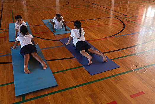 小学生,瑜珈,瑜伽垫,学校