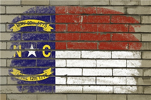 低劣,旗帜,美国,北卡罗来纳,砖墙,涂绘