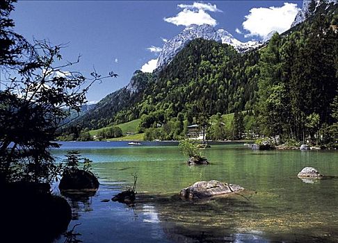 湖,山峦,山,巴伐利亚阿尔卑斯山,德国,欧洲