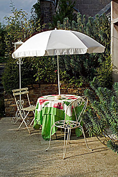 园林家具,伞,布列塔尼半岛,法国