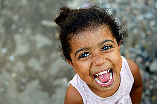 笑,女孩,3岁,棚户区,圣保罗,巴西,南美