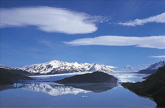 冰河,湖,国家公园,巴塔哥尼亚,智利,南美,反射