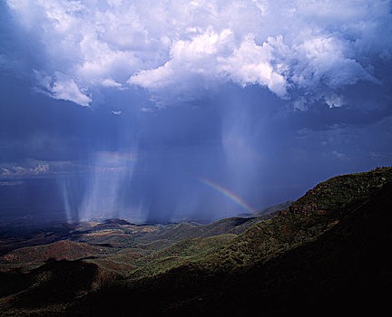 风暴,彩虹,上方,山谷,亚利桑那,美国