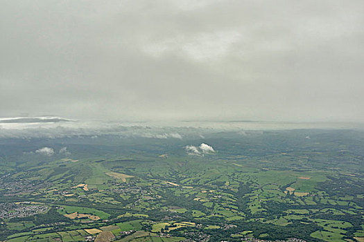 航拍,低云,远景,绿色,地点,英格兰,英国