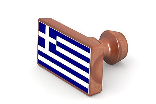 木质,图章,希腊,旗帜