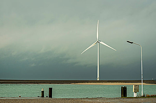 风轮机,堤岸,荷兰