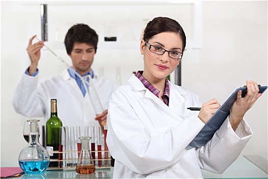 实验室,工人,测试,葡萄酒