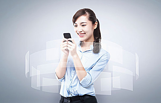 女人,玩,电话
