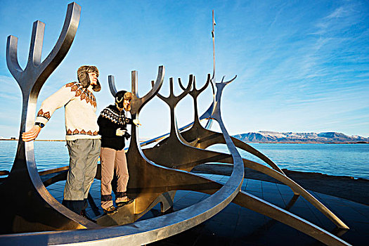 冰岛,雷克雅未克,太阳,现代,雕塑,维京