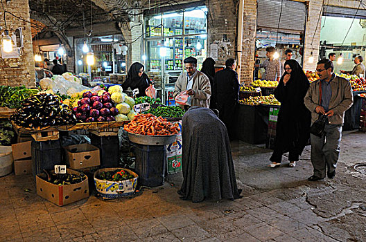 新鲜,蔬菜,店,遮盖,市场,伊朗,波斯,亚洲
