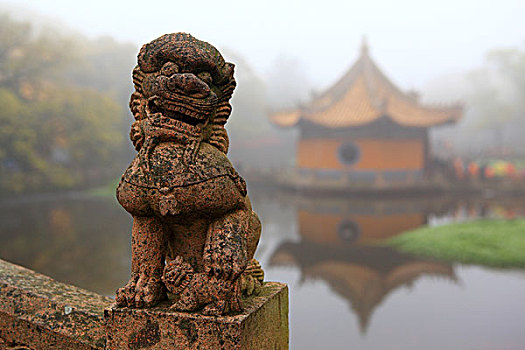 浙江舟山普陀山普济寺石狮子