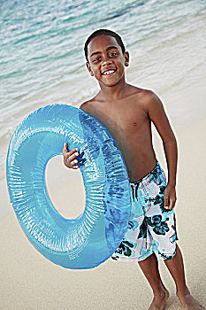 夏威夷,瓦胡岛,男孩,充气玩具,姿势,摄影,海滩