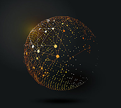 点线链接组成发光球体科技背景,科技效果的元素