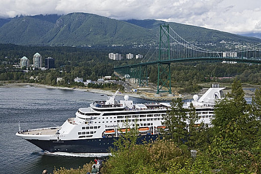 游船,狮门大桥,温哥华,不列颠哥伦比亚省,加拿大