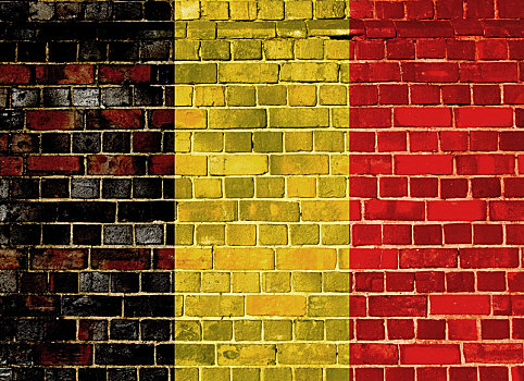 比利时,旗帜,砖墙