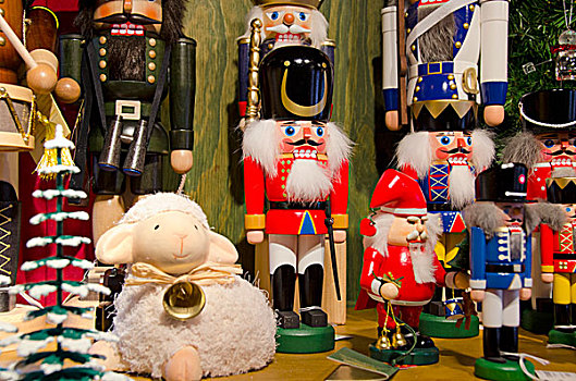 瑞士,巴塞尔,寒假,市场,传统,木质,坚果钳,圣诞装饰