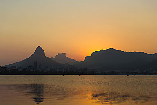日落,里约热内卢,巴西