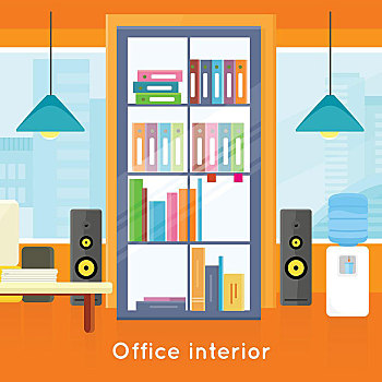 现代办公室,室内,办公室,背景,桌面,书架,文件夹,扬声器,冷水机,公寓,房间,窗户