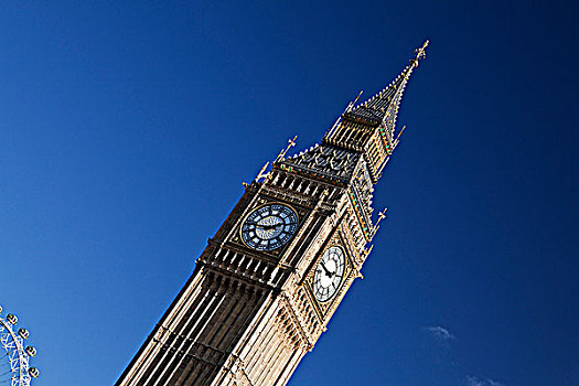 英格兰,伦敦,威斯敏斯特,大本钟,伦敦眼,胶囊,两个,地标建筑