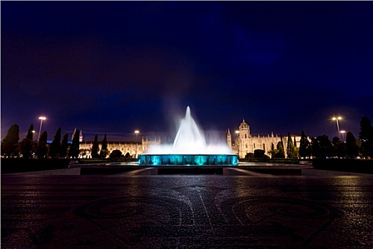 圣哲罗姆派修道院,喷泉,夜晚