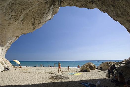 洞穴,海岸,海滩,萨丁尼亚,意大利