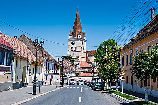 街道,城镇中心,罗马尼亚,欧洲