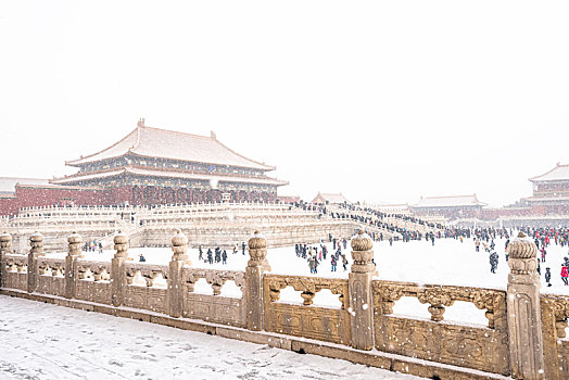 大雪纷飞,故宫