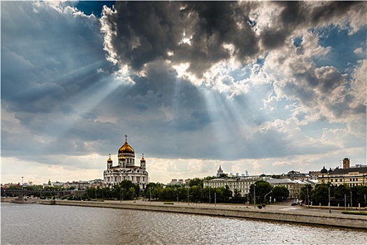 太阳,发光,上方,大教堂,耶稣,莫斯科,俄罗斯