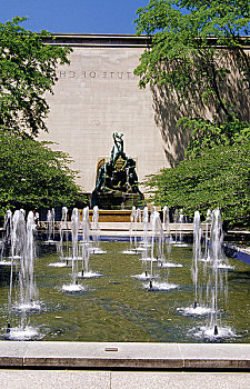 美国,伊利诺斯,芝加哥,芝加哥艺术学院,喷泉