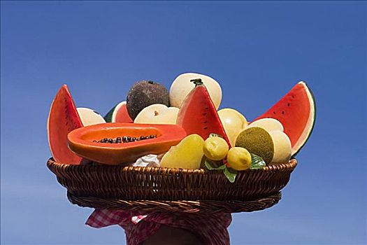 特写,种类,水果,柳条篮
