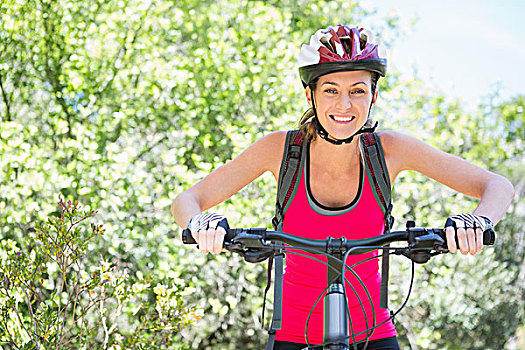 微笑,女人,骑自行车,乡村